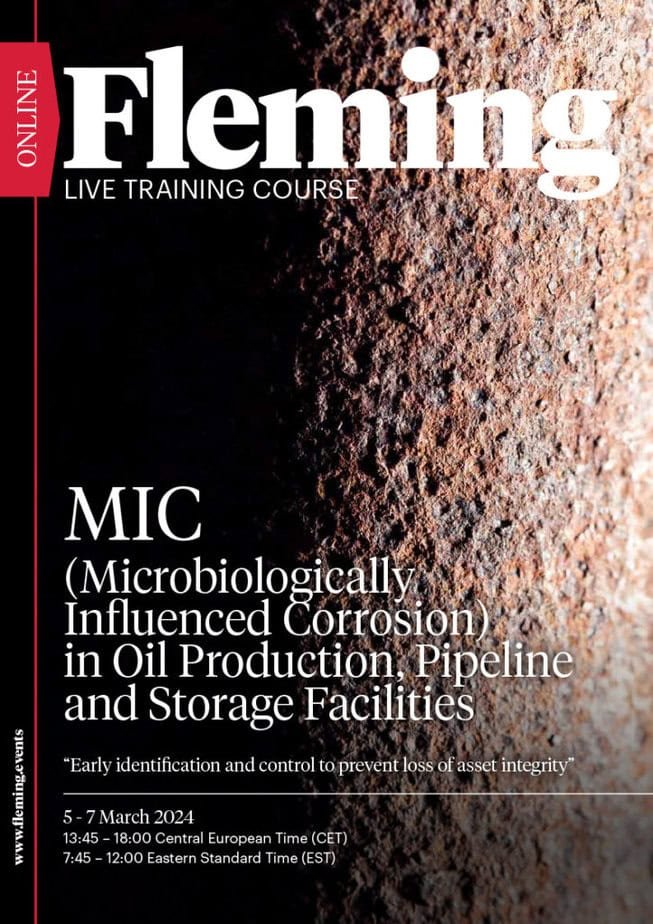 Microbiological Influenced Corrosion online live training by Fleming_Agenda Cover
