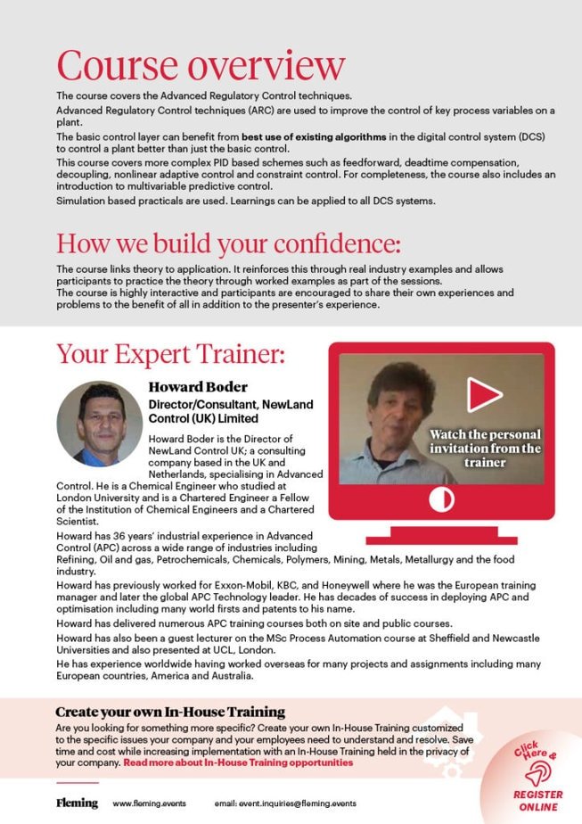 Advanced Process Control online live training Fleming_Agenda Cover