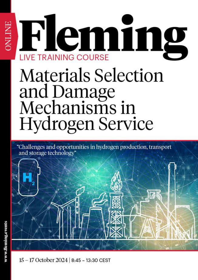 Materials Selection and Damage Mechanisms in Hydrogen Service online live training by Fleming_Agenda Cover
