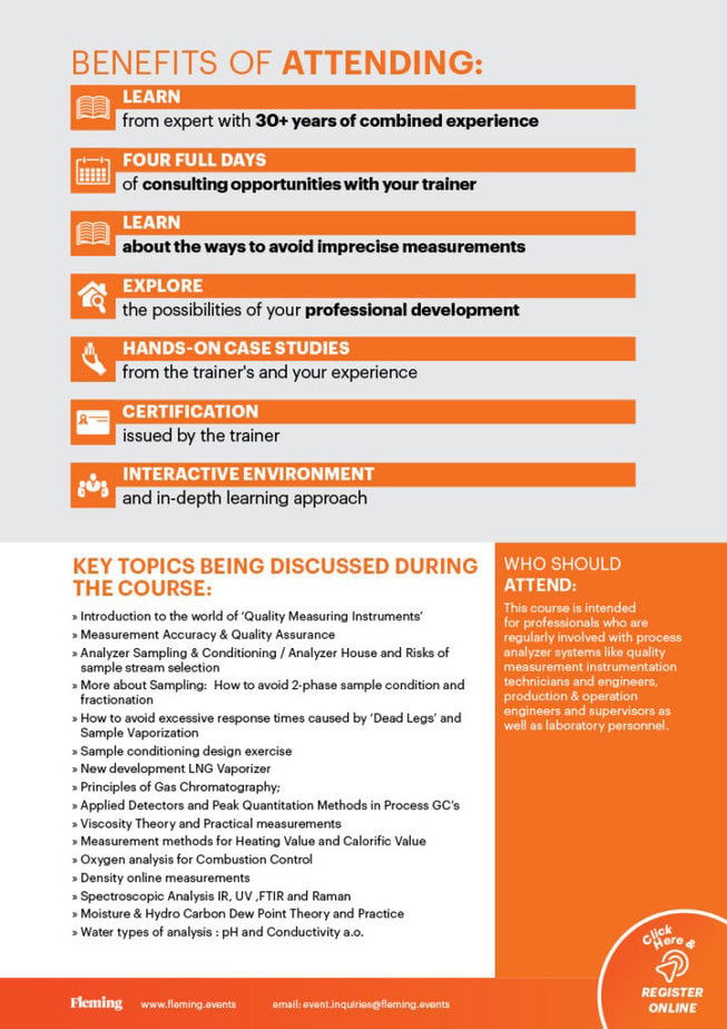 Process Analyzers and Sampling Systems training organized by Fleming_Agenda Cover