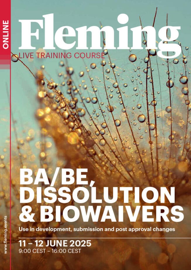 BA/BE Dissolution & Biowaivers online training organized by Fleming_Agenda Cover