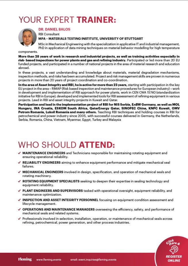 Mechanical Seals online training organized by Fleming_Agenda Cover
